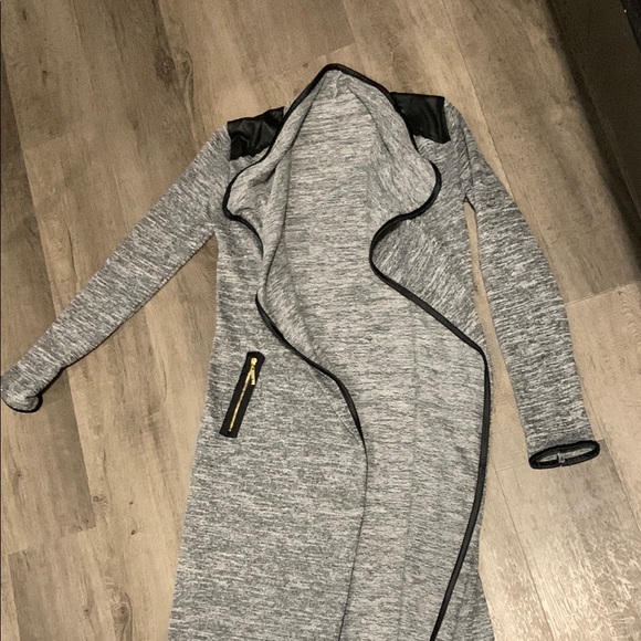 Gray Long Sleeve Maxi cardigan US 4 - Picture 3 of 4